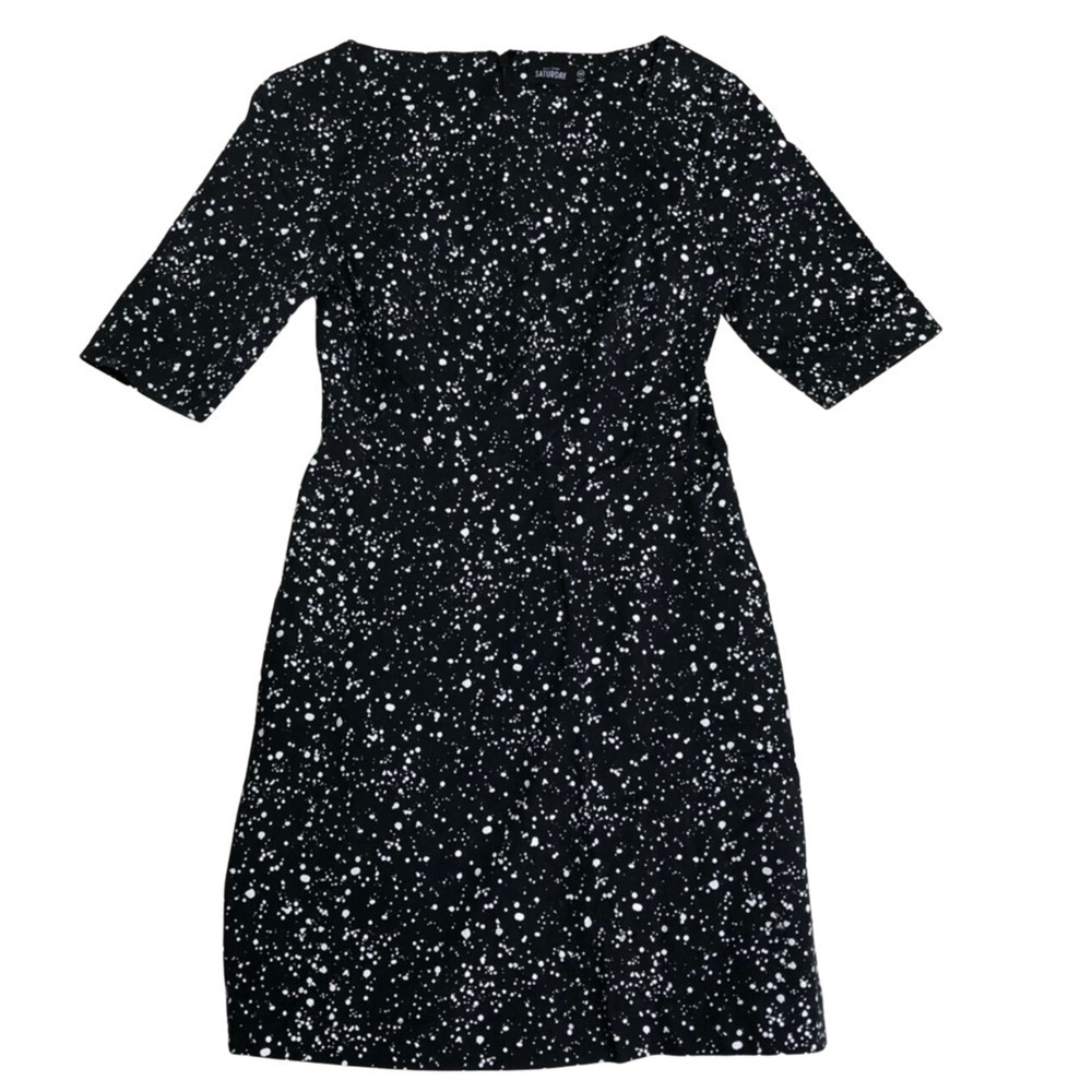 Kate Spade Saturday Black and White Fitted Mini Dress With Square Neckline